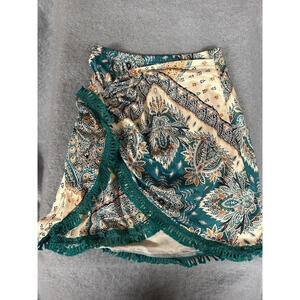 Size 4 – Full Wrap Skirt | Boho Print Fringe Trim